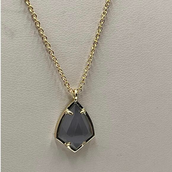 Kendra Scott Drsigner Signed Cory Slate Gray Cat's Eye Pendant Necklace - Picture 1 of 8